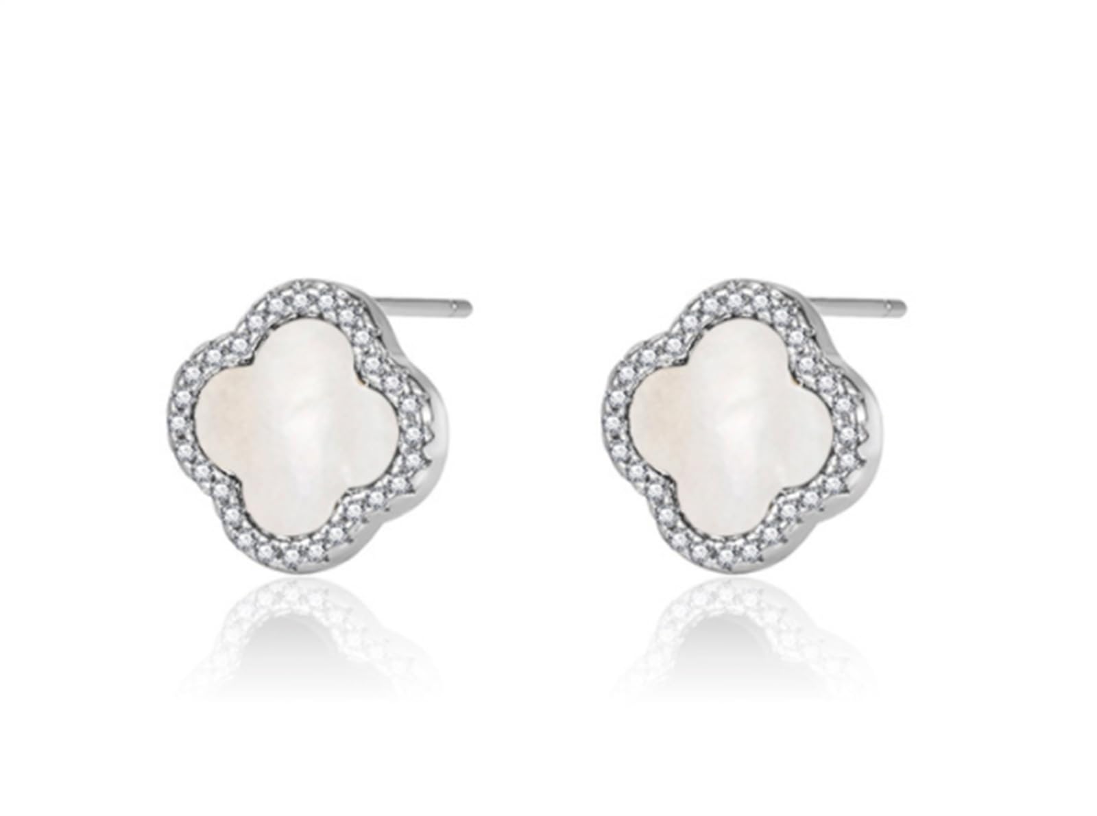 Lucky Four-leaf clover Earrings For Women Black Agate Natural Shell S925 Sterling Silver Diamond Earrings