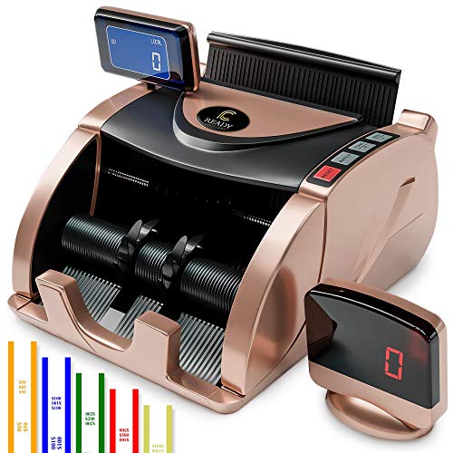 Money Counter Machine [Counts Bills NOT Monetary Total] - Bill Counter Machine with 150 Bill Straps - Portable Money Machine Counter - Currency Counter - Money Counting Machine for Mixed Bills