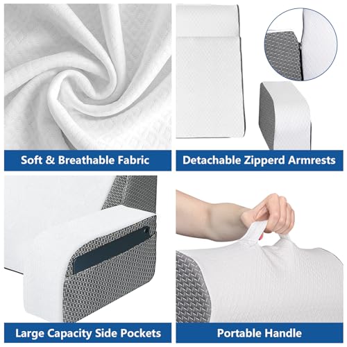 Kayfia Almofada de leitura para sentar 4 em 1, almofada de encosto com descanso de braços removível,