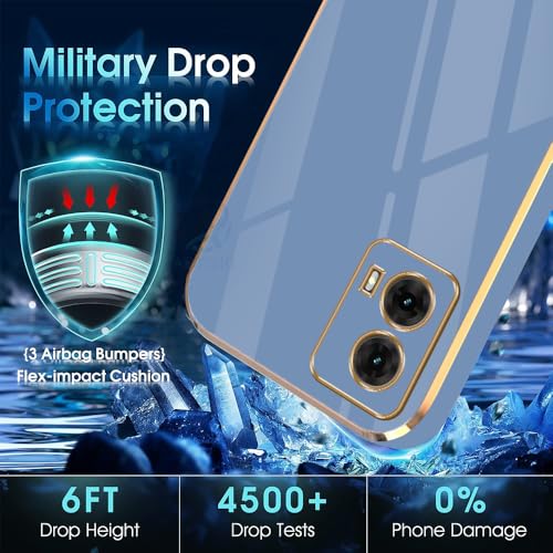Image of AESTMO Back Case Cover for Moto G85 5G Back Cover | Gold Electroplating Chrome | Raised Edges | Super Soft-Touch | Bumper Back Case for Moto G85 5G (Gold & Blue)