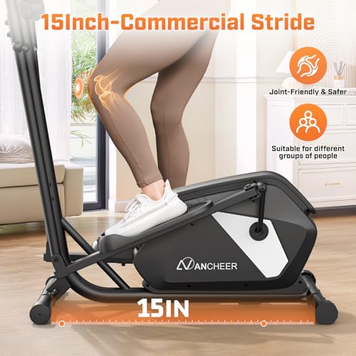 Image of ANCHEER Elliptical Machine for Home, 14-Level Resistance, 15 inch Stride | 14 Resistance Levels, 400 lb Capacity, Smooth Magnetic Drive, Low-Impact Full-Body Cardio for Home Fitness
