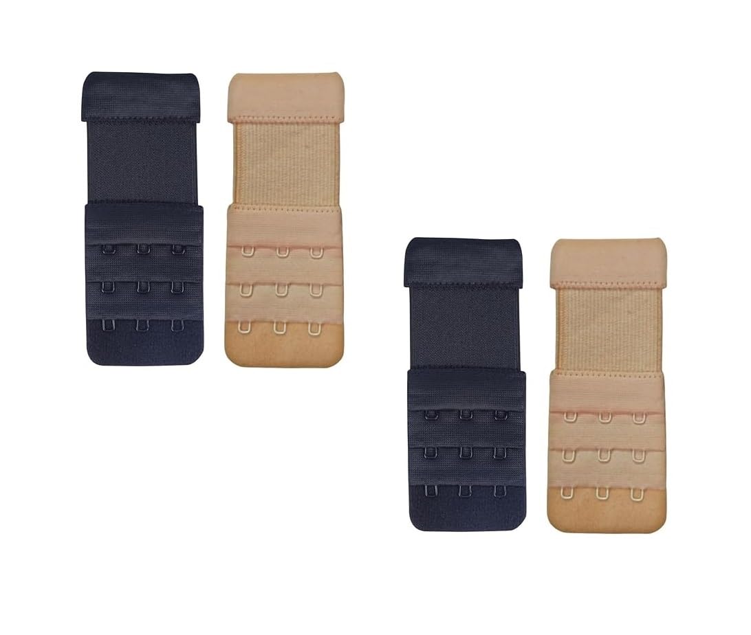 Bra Strap Extender for Women (Pack of 4) – 3 Hook Adjustable Bra Band Extension in Black & Skin Color-image-25