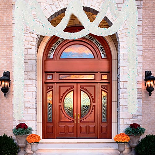 26.2 Ft Tinsel Garland, Iridescent Holiday Metalic Decorations For Birthday, Wedding, Festivities, Halloween, Christmas, Xmas Sparkly Garlands For All-Season Indoor Outdoor Home Party Decor #TOP6