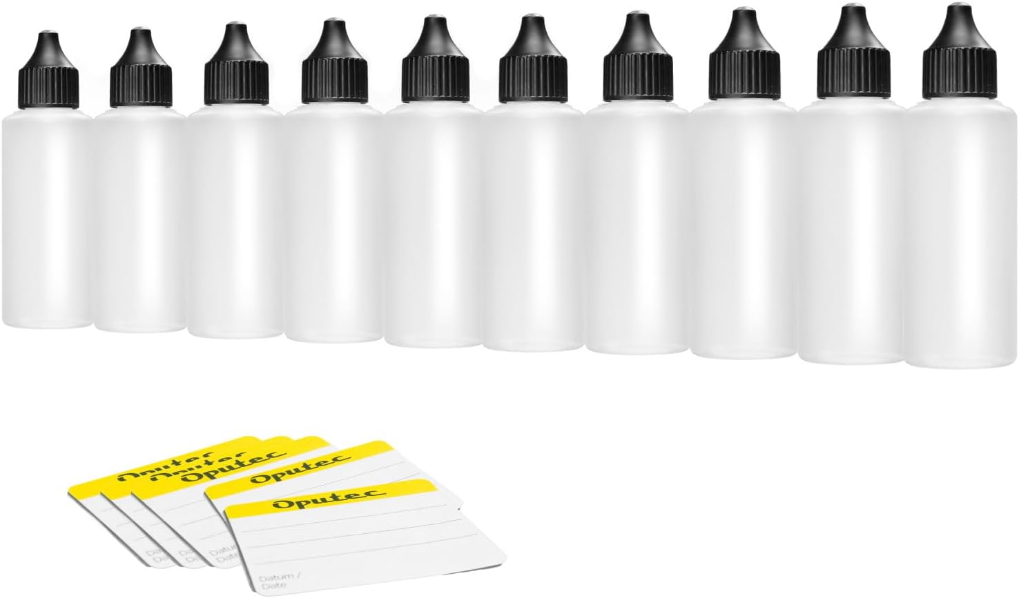 Oputec 10 x 100 ml Liquid Bottles with Dropper Bottles Food Safe Soft PE Plastic Bottles Self Fill Dropper Bottles Plastic Dropper Bottles Dropper Bottles + 10 Labels