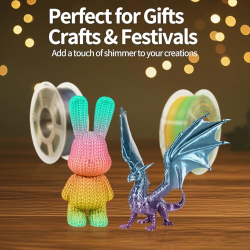 Image of IEMAI Gradient Silk PLA Filament 1.75mm 1kg, Silky Glossy Finish Rainbow 3D Printer Filament Max 600mm /s Printing, Enhanced Toughness & Neatly Wound for DIY, Art & Home Decor