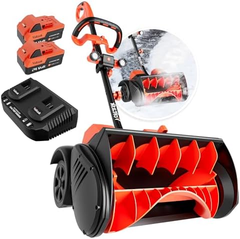VOLTASK 48V 16-inch Cordless Snow Shovel with Wheels, LED Lights,...