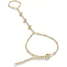 Gold Hand Chain Bracelet with Ring for Women, Sparkling Rhinestone Hand Jewelry, Adjustable Metal Chain, Elegant Hand Bracelet with Finger Ring