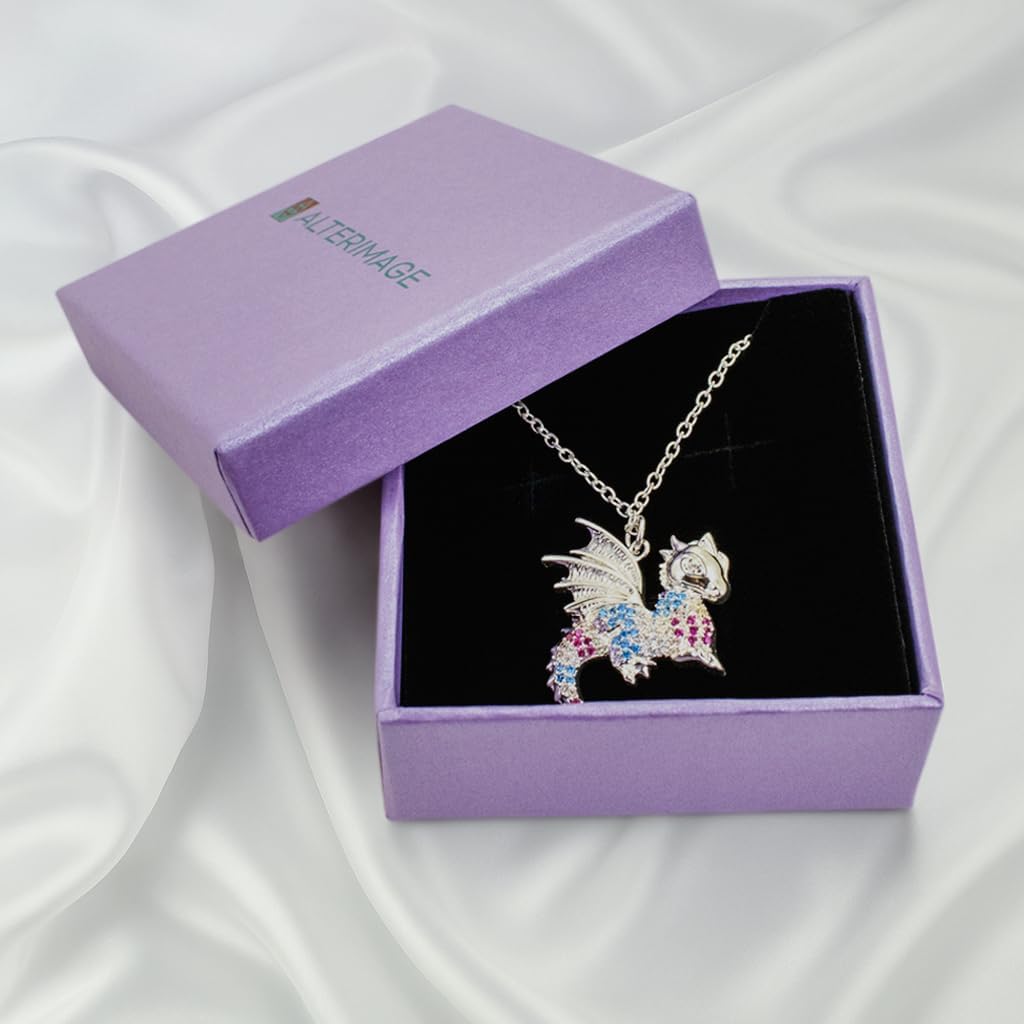 AlterImage Dragon Pendant Necklace Embellished w/Sparkling Aqua Blue Crystals & Comes with Jewelry Box, Great as Gifts - Image 7