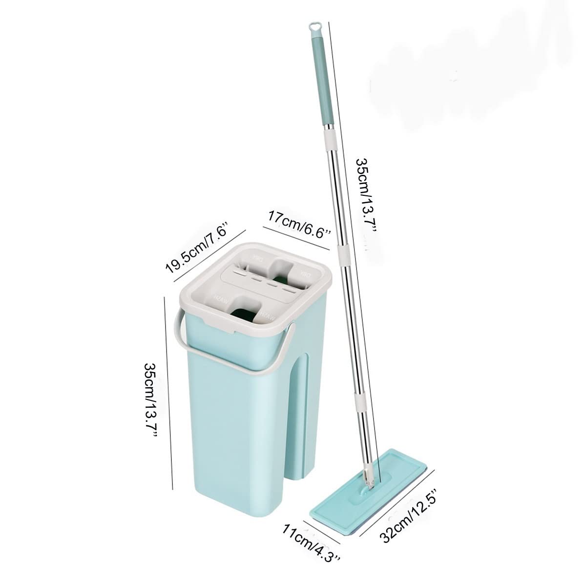 fregona Mop Squeeze Plana con Cubo de la fregona de Microfibra Mano Libre Escurrir mojada y Seca de la Limpieza del Piso de la fregona del hogar Mop mop (Color : Type A (2X Pads))