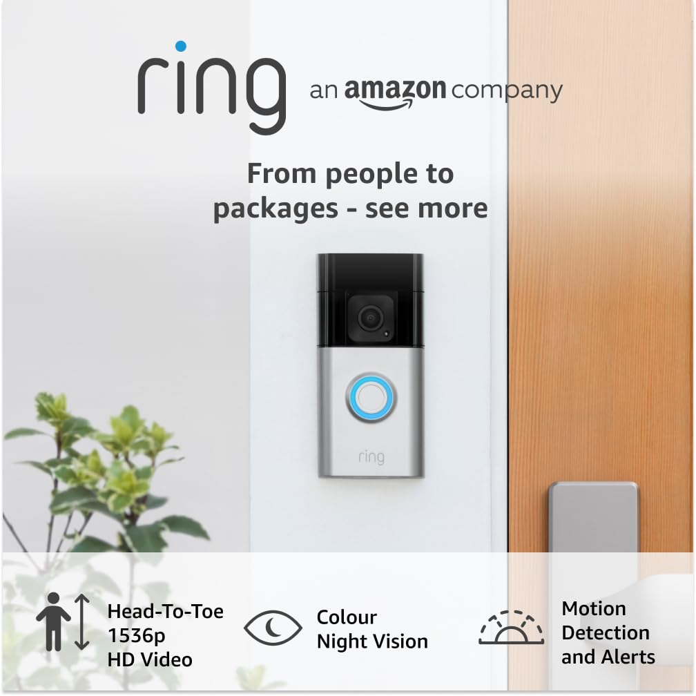 Ring Battery Video Doorbell Plus (Newest gen) | DIY Wireless Video Doorbell Camera with 1536p HD Video, Head-To-Toe View, Quick Release Battery Pack | Easy to install (5min)