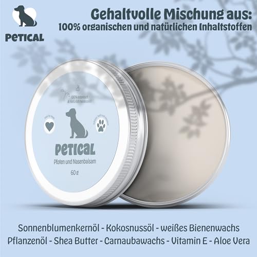 Petical Pfoten und Nasenbalsam für Hunde I natürlich, pflegendes Balsam für gesunde Pfoten & Nase, Pfotenpflege Hundepfoten-Balsam Pfotenbalsam Paw Cleaner Salbe Creme