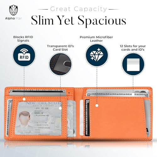Image of ALPHA PAIR Men's Bifold 11 Slots for Tile, Black & Orange