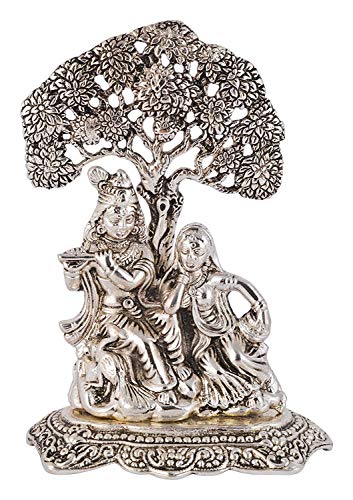 Image of Lavanaya Silver Brands : Silver Plated Radha Krishna God Idol Statue | Showpiece with Premium Gift Box - Perfect for Marriage Anniversary, Wedding, Housewarming, Birthday and Wedding Return Gifts
