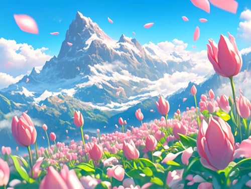 �������G �s���N�̃`���[���b�v �A�N�����G�̋� �Z�b�g�ƃu���V�t�� DIY Paint by Numbers �������G ��l�p ���S�� ����G��L�����o�X �h��G ���� �A�[�g�N���t�g �z�[���f�R���[�V���� �v���[���g�C���e���A �Ǐ��� 50x70cm 