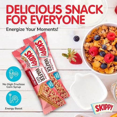 Image of SKIPPY P.B. & Jelly Wafer Bars, Strawberry Jelly Flavor, Real Fruit & Oats, 6 Individually Wrapped Bars (7.8 oz)