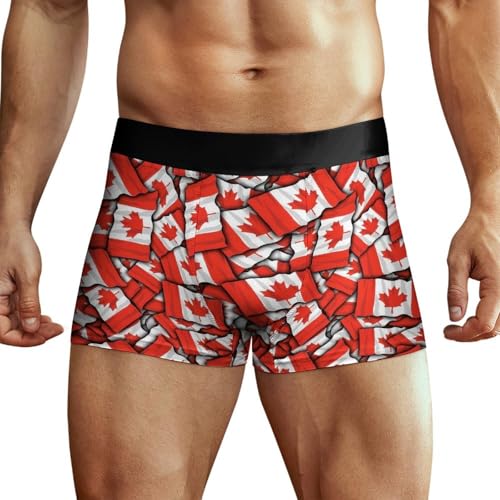 Tiwkpdgeck Canada Flag Mens Underwear, Funny Boxer Briefs for Men, Novelty Underwear No Fly Hilarious Gifts