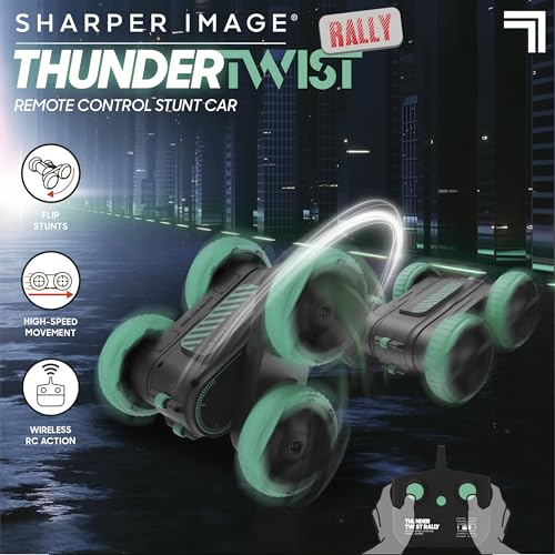 Sharper Image® Thunder Twist Rally - RC Stunt Car with Rechargeable Battery, High-Speed 360° Stunts, Double-Sided Driving, 2.4 GHz Remote Control, LED Lights, Flips & Spins Rotating Car Kids Toy Gift by Sharper Image - Used condition - Image 2