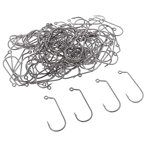 YIJU 100 Unidades de Anzol de Pesca Individual, Gabarito Grande, Anzol de aço de Alto Carbono - 3-0