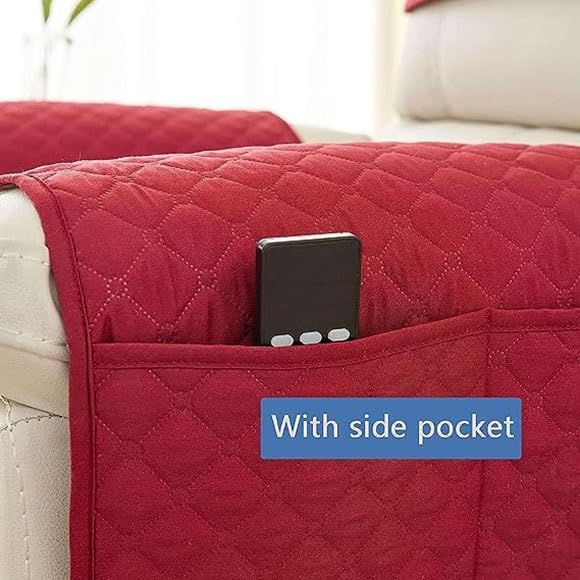 Copribraccioli Divano 3 Pezzi Con Tasca - Rivestimento Antiscivolo Per Poltrone E Sofà, Bianco - Foto 8