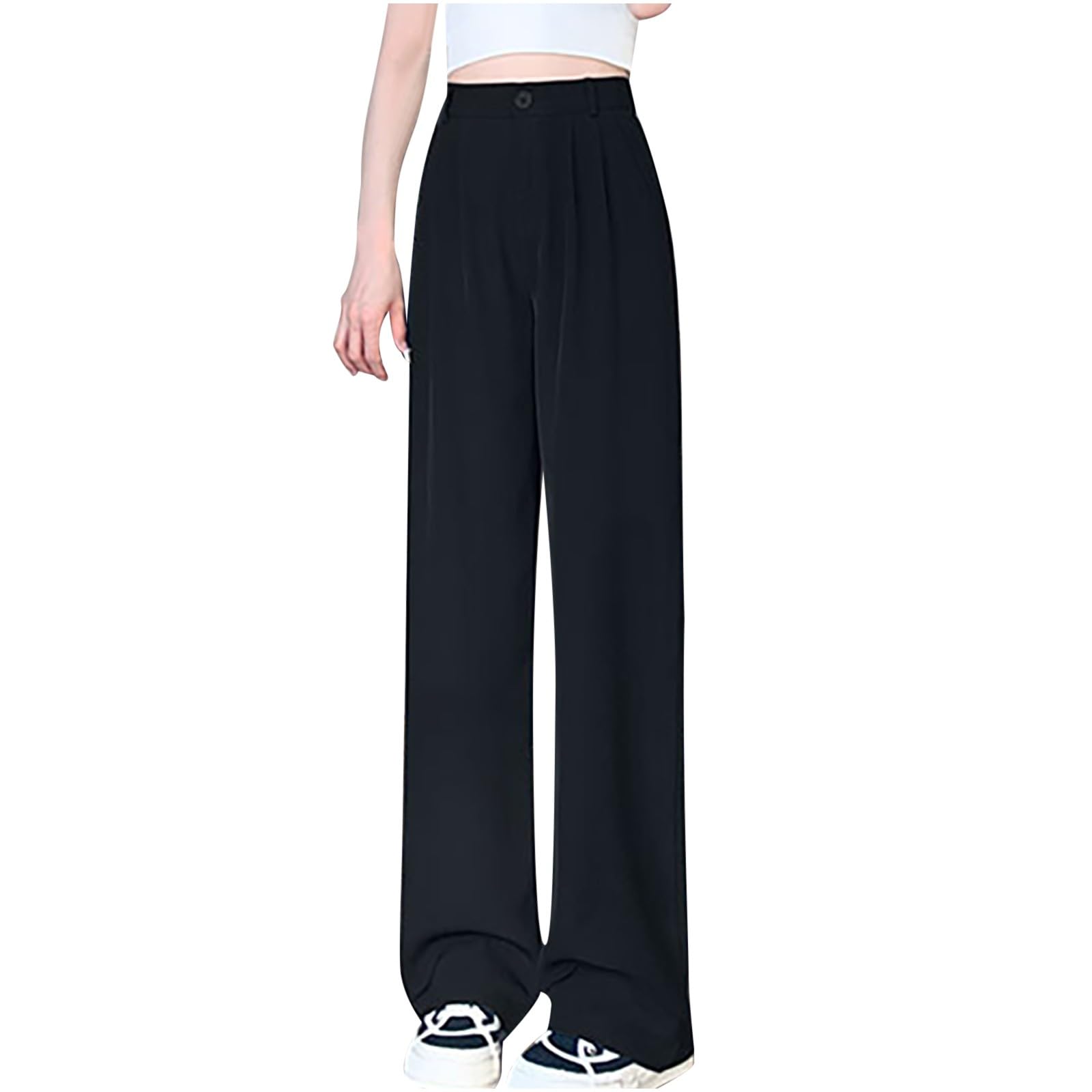 NATHGAM Womens Wide Leg Pants High Waisted Straight Leg Slim Fit Pants Casual Pants Lightweight Work Dressy Pants