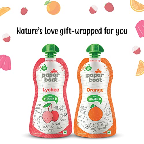 Image of Paper Boat Orange Juice, Enriched with Vitamin D, No Added Preservatives and Colours (Pack of 54, 150ml each)
