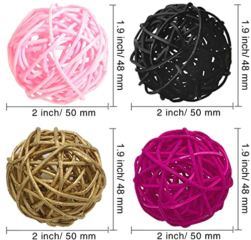 Since 15Pcs 2Inch Hot Pink Black Gold Pink Decorative Wicker Rattan Balls Party Decoration For Bachelorette Bridal Baby Shower Women Birthday Vase Filler,House Ornament,Christmas Tree Garden Decor #TOP1