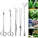 UEETEK Aquarium Aquascaping Kit 5 en 1 inox Aquarium Tank plante aquatique outils ensembles pinces ciseaux spatule