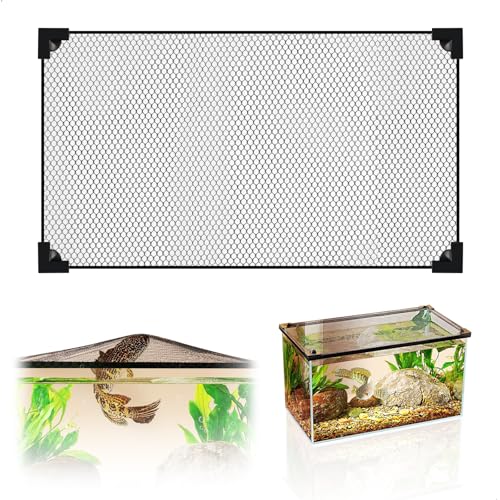 letuxaamz Couverture de Filet Anti-Saut pour Aquarium, en Maille Anti-Saut, Écran D'aquarium Couvercle Supérieur Filet Anti-évasion, Empêcher Poissons, Reptiles (80...