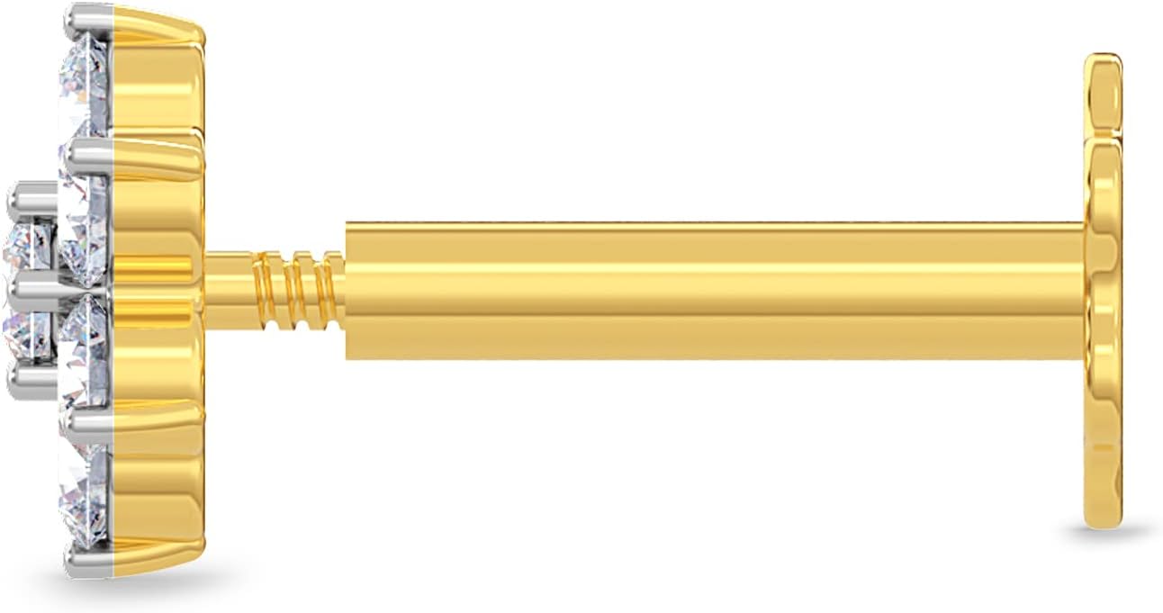 EternalDia 14K Gold Real Diamond Nose Ring for Women & Men | 2.33mm–4.25mm Diamond Nose Stud | 18G & 19G Gold Nose Ring | Nose Piercing Studs | Body Piercing Jewelry in G-H Color & I1-I2 Clarity