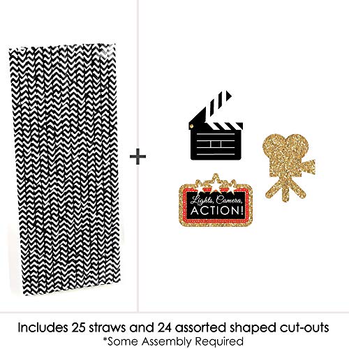 Big Dot of Happiness Red Carpet - Set de 24 Pitillos de Papel miniatura 3