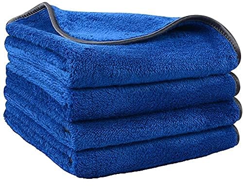 Image of Auto Hub Heavy Microfiber Cloth for Car Cleaning and Detailing, Double Sided, Extra Thick Plush Microfiber Towel Lint-Free, 800 GSM (Size 40cm x 40cm) /Pack of 4, Color: Blue