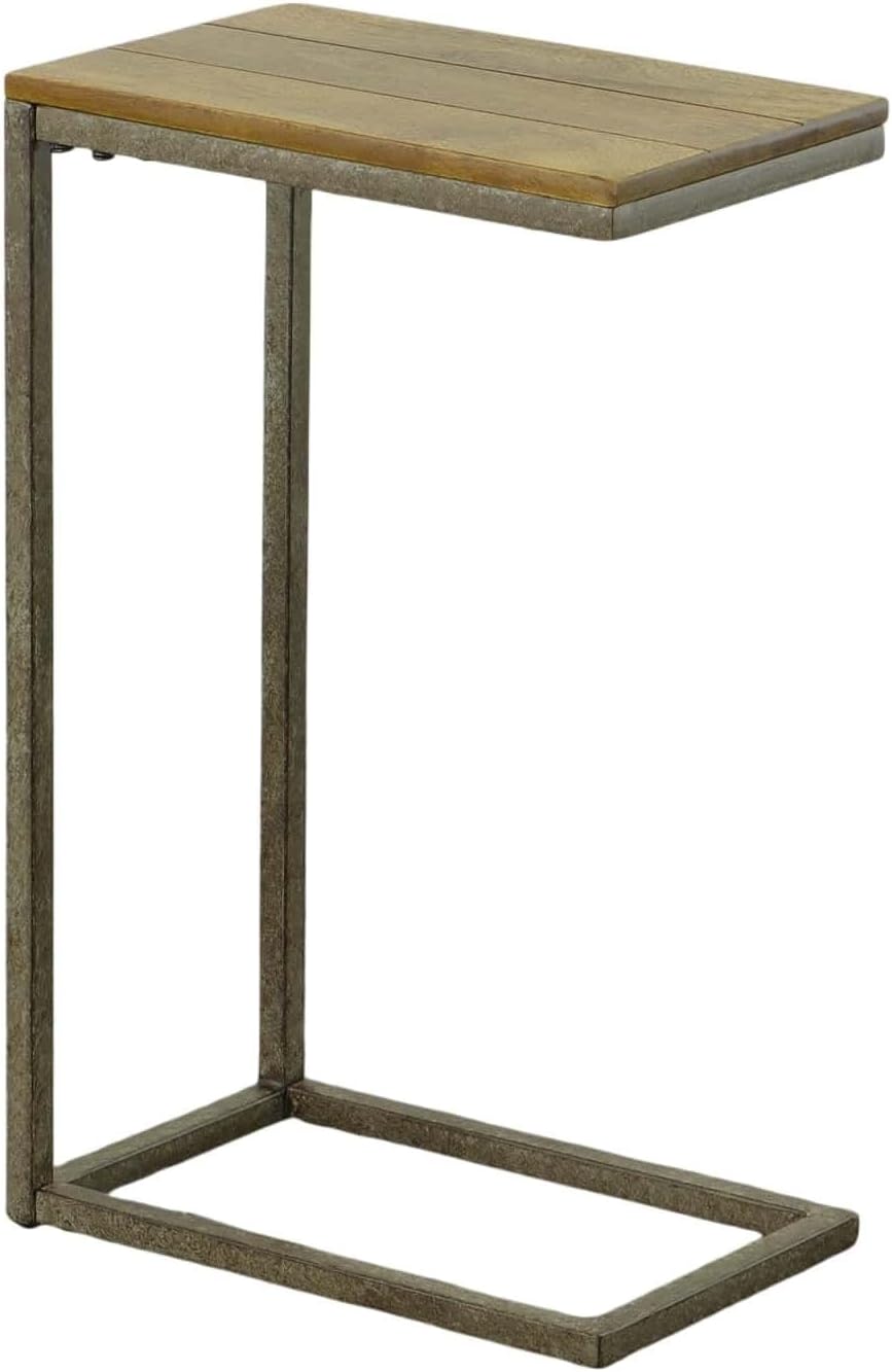 Carolina Chair & Table Ashley Square Small Computer Tray Table – Durable Metal and Wooden Side Tables - Industrial Style Space Saving Accent Furniture for Home, Office (Chestnut/Black)