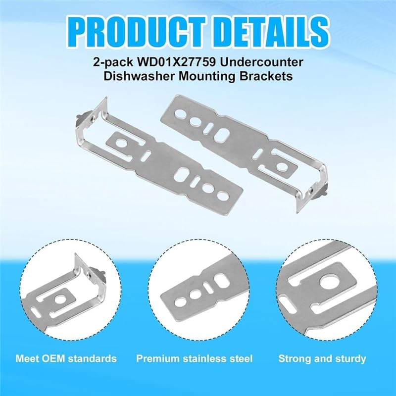 WHYY-2Pcs Dishwasher Mounting Fastening Bracket, WD01X27759 Dishwasher Quartz Countertop Install Clips