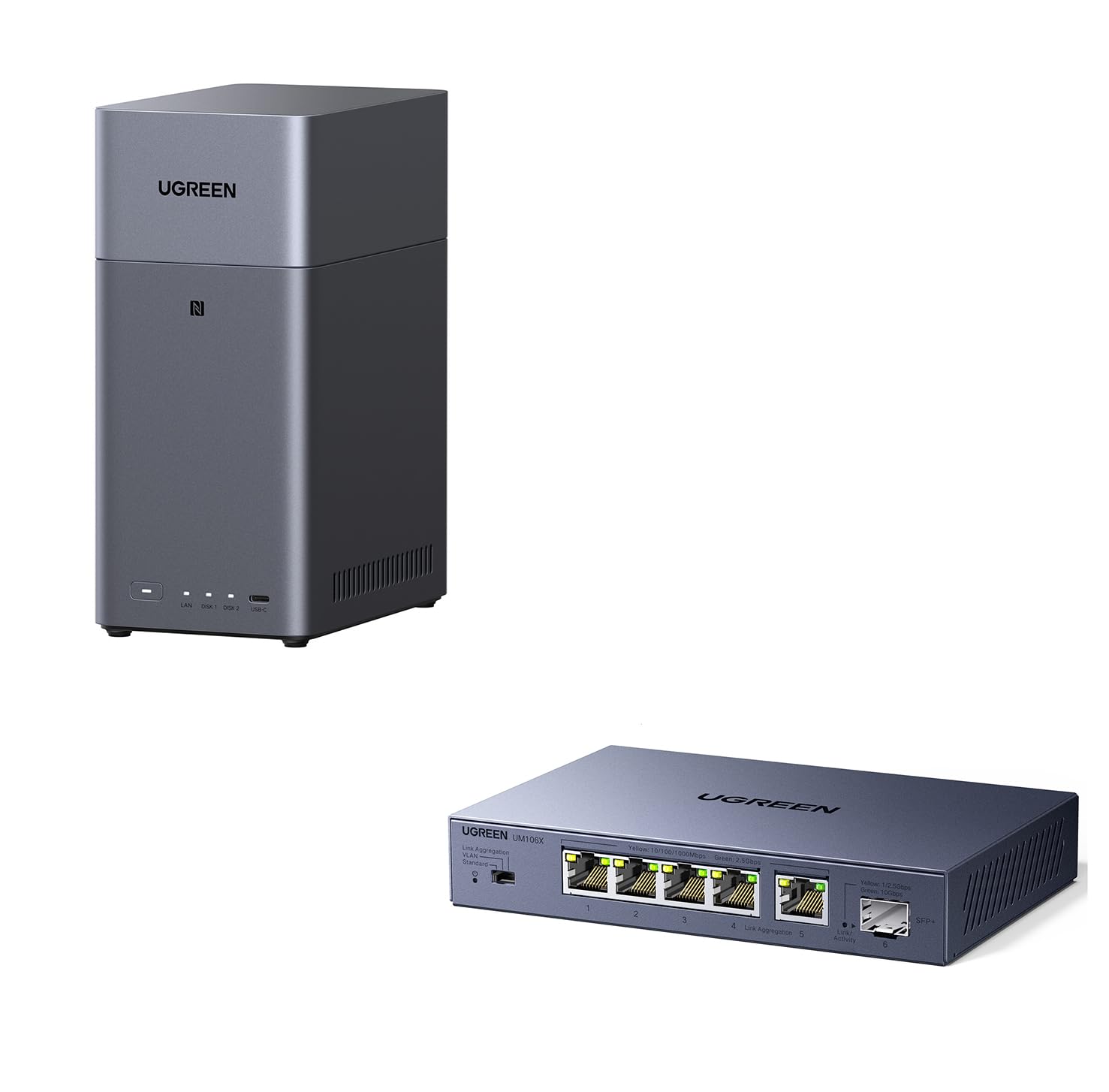 UGREEN NASync DH2300 2ベイNAS Amazon.com: UGREEN NASync DH2300 2-Bay Desktop NAS Bundle with 2.5