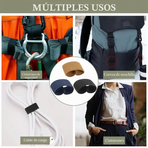 Miniatura 4 de Trketk 30 Piezas Trabillas De Cinturón Elásticas Anillos Para Cinturón De Senderismo Soportes Para Correa De Mochila Multicolor Para Asegurar Cinturones Mochilas Eslingas