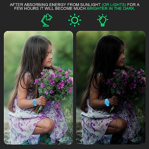 Waterproof Bracelet Compatible with Airtag Case for Kids(2 Pack), Soft Silicone Hidden Wristband, Lightweight GPS Tracker Compatible with Apple Air Tag Watch Band for Child (Grow in Dark Blue & Pink) - Image 4