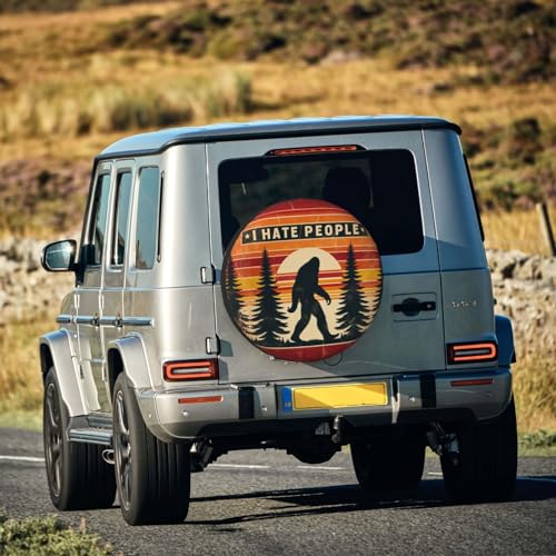 Image of Universal Fit Spare Tire Cover for Rv, SUV, Camper Bigfoot I Hate People Tire Covers Weatherproof, Dust-Proof Wheel Protector for Camping & Travel Trailer