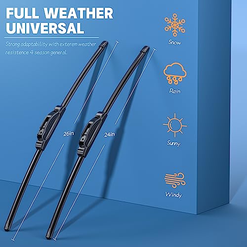 Mikkuppa 26" + 24" Front Windshield Wiper Blade - All Weather Performance Wiper Blades - Original Equipment Replacement (Pack Of 2) #TOP2