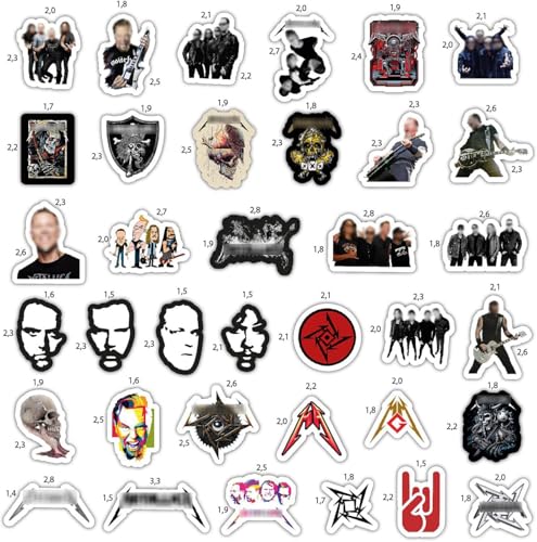 Image of Heavy Metal Band Stickers for Adults, 36 Pieces of Strong Adhesive and Waterproof Stickers for Laptop, Decals for Teens Aesthetic and Guitar Decals, Gifts for Women & Men