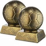 Liliaafar 1 Pcs Soccer Trophy Award Resin Soccer Medals Collectible for Sports Achievements, Office Desk Decor, Trophy Case Display (Style1,Bronze Golden)