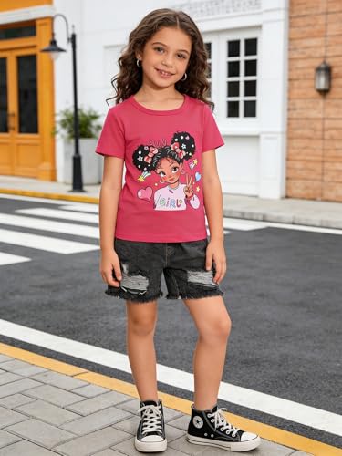 Image of Kids Toddler Girls Summer Clothes Leopard Butterfly Print T-Shirt + Belted Denim Jeans Shorts 3PCS Outfits