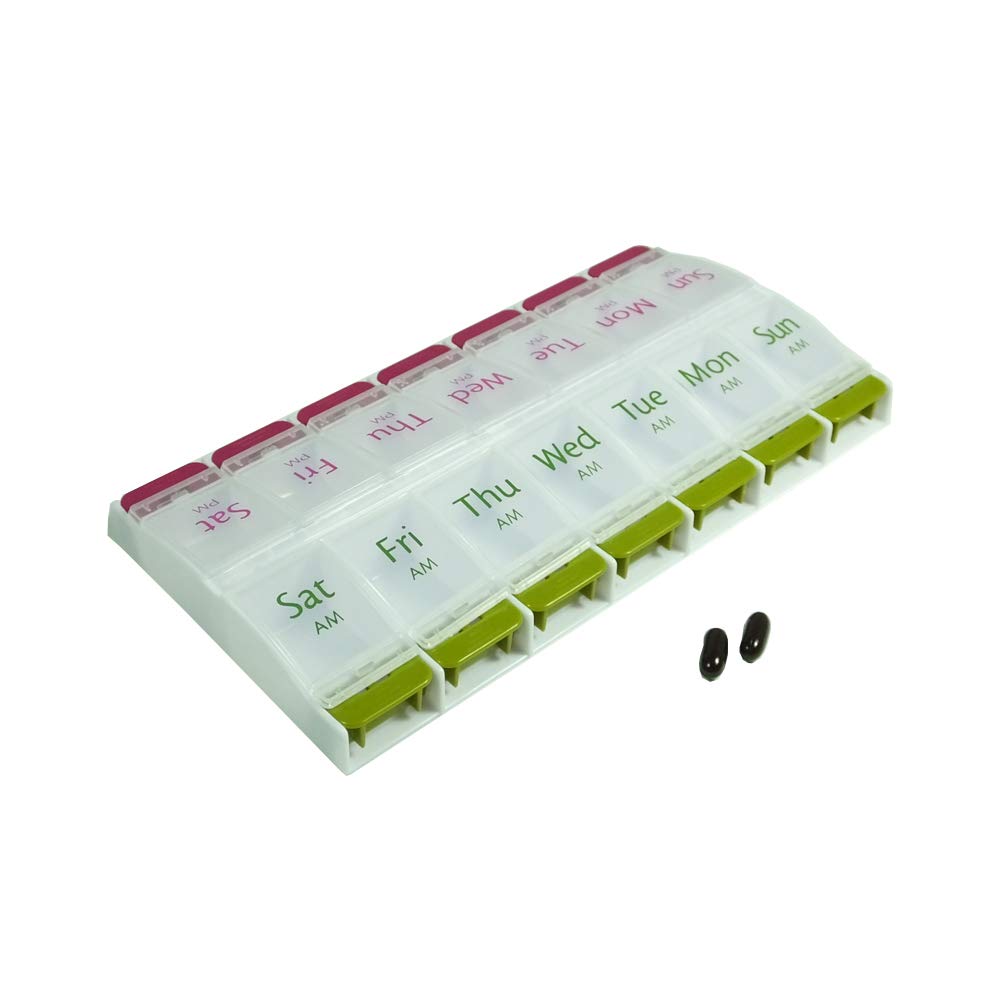 Ezyfit 7 Day Weekly Pill Box Push Button AM/PM 2 Times a Day, Weekly Pill Box Twice Daily (Pack of 1)-image-5
