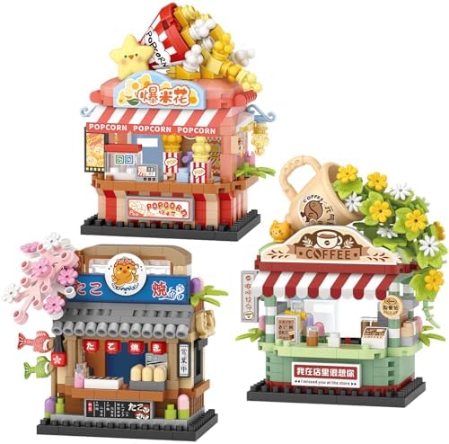 MEIEST 3 Mini City Shop Street View Building Blocks Model Set,Simulation Architecture Collection Particle Construction Building Bricks Toy,Home Decoration