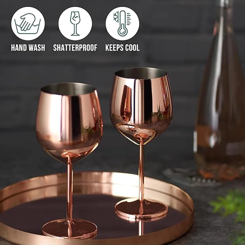 Wunderschöne große Edelstahl Weingläser - Champagner Rotwein Cocktailgläser (Silber) 500ml