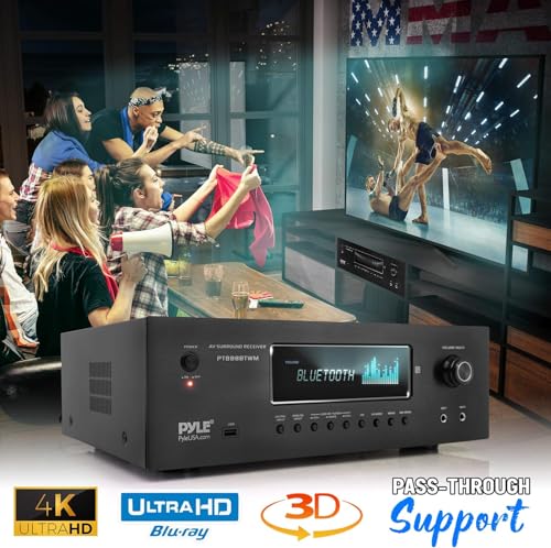 Pyle Wireless BT Streaming Home Theater Receiver - 5.2-Ch Surround Sound Stereo Amplifier System w/ 4K Ultra HD Support, MP3/USB/AM/FM Radio (1000 Watt MAX), w/ 2CH UHF Wireless Microphone - Image 6