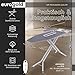 EUROGOLD® XXL Bügelbrett 130x48cm [INKL. TURBOBEZUG & ÄRMELBRETT] - Bügelbrettfür Dampfbügelstation (Made in Europe) - Bügelbrettmit Steckdose - Bügeltisch Ironing Board (Grau)