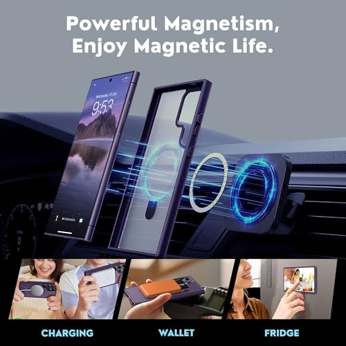Image of AIBEX Back Cover OStand for Samsung S26 Ultra 5G MagSafe Compatible | Ring Kickstand with Magnetic Alloy Ring Metal | Wireless Charging Support | Scratch Resistant Slim |Armor Protection Case - Purple