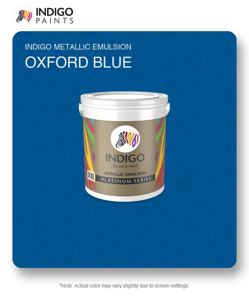Image of Indigo Metallic Emulsion Platinum Series - Sparkling Metallic Texture Wall Paint | Water-Based | Anti-Fungal & Algae Resistant | Interior & Exterior Use | 10 L Oxford Blue