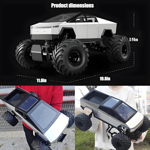 Image of Cyberr Style 1:8 Alloy RC Truck, 4WD 2.4GHz Remote Control Off-Road Car with Metal Body, Shock Absorbers & LED Lights, All Terrain High Performance RC Vehicle for Kids & Adults