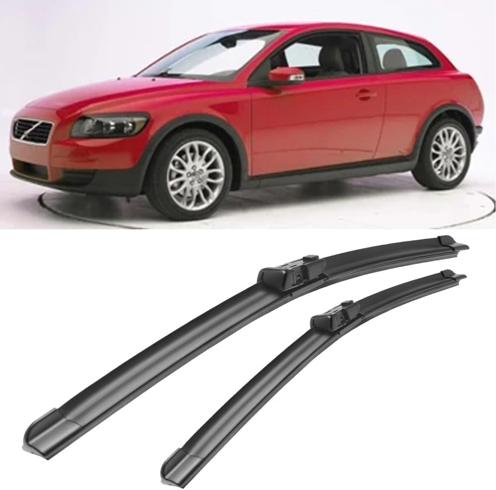 ZhangXD Front Windscreen Wipers For Volvo C30 2006-2010, Windshield Window Brush Front Wiper Blades All-Weather Replacement Set Easy Installation